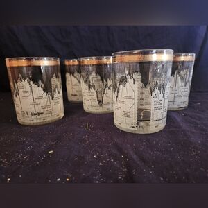 6 Cera Dow Jones 22k Trimmed High Ball Glasses